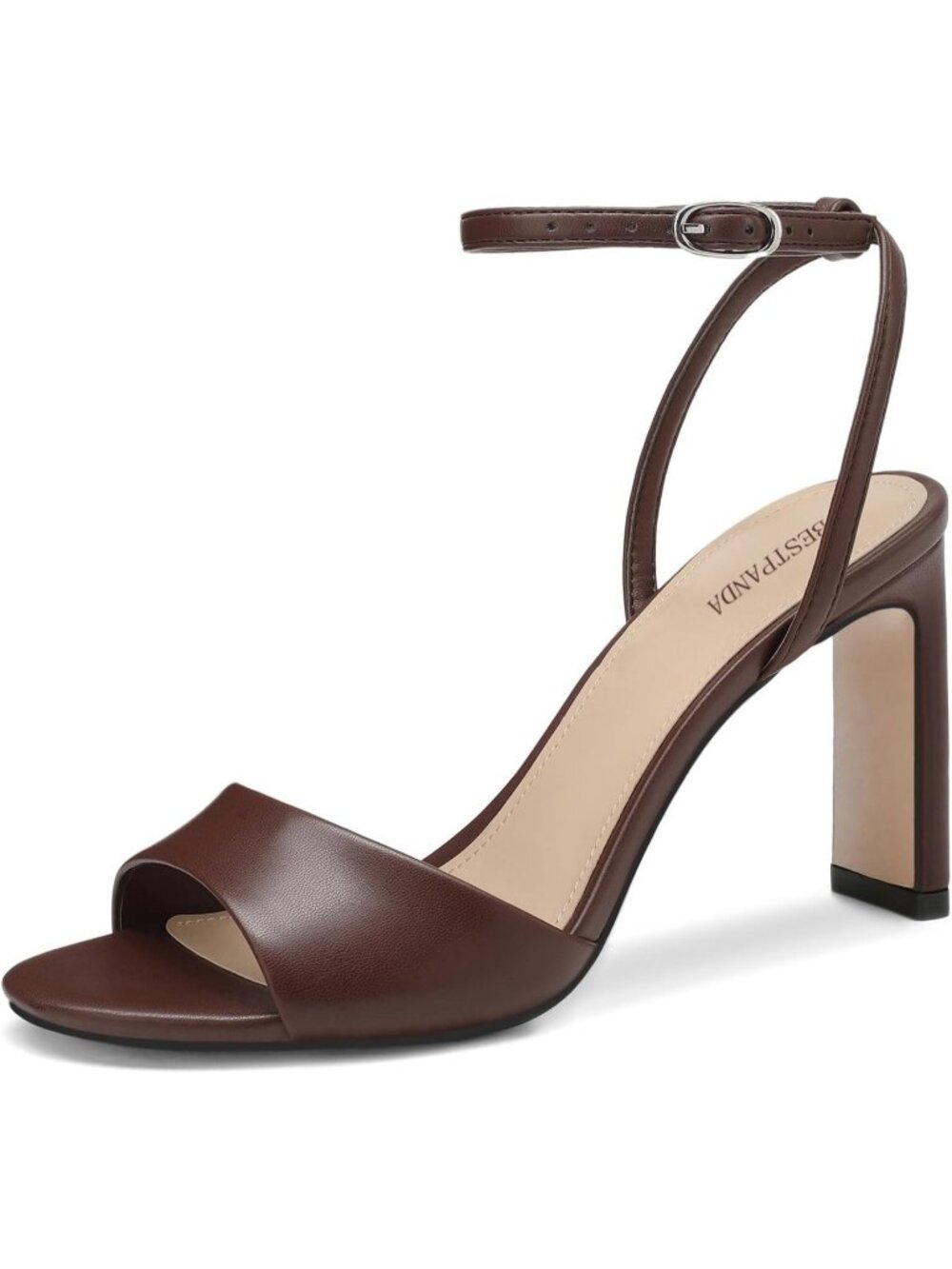 Women's Brown comfortable Chunky High Heels Open Toe Ankle Strap Party Sandals